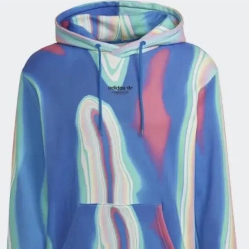 adidas Men's Hyperreal Allover Print Hoodie  Blue Size